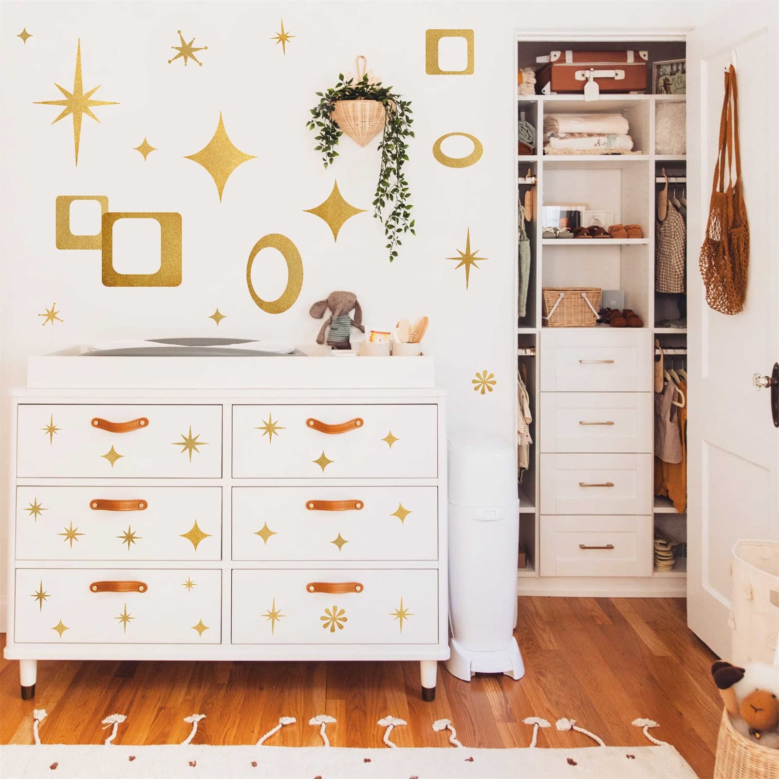 Retro Geometric Wall Decals - Peel and Stick Vinyl Wall Stickers with Oval & Square Patterns for Home Decor, Perfect for Bedroom, Living Room, Office & Nursery - Easy DIY Wall Art for Modern Interior Design