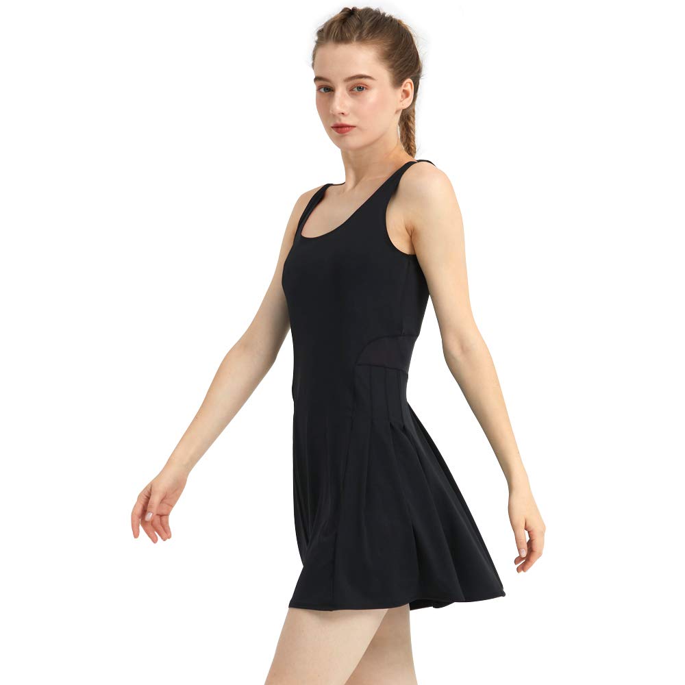 Women's Sleeveless Tennis Dress - Breathable Mesh Workout Dress for Running, Yoga & Gym - Athletic Sports Apparel for Active Women