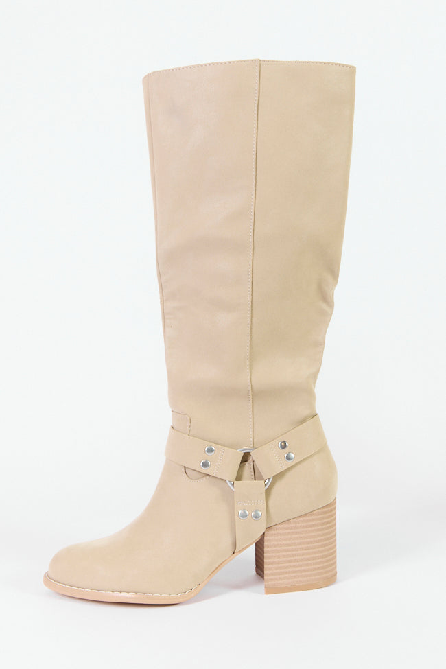 Hendrix Taupe Moto Tall Boots for Women - Stylish Leather Riding Boots with Side Zipper | Perfect for Motorcycle, Equestrian & Fashion Outfits