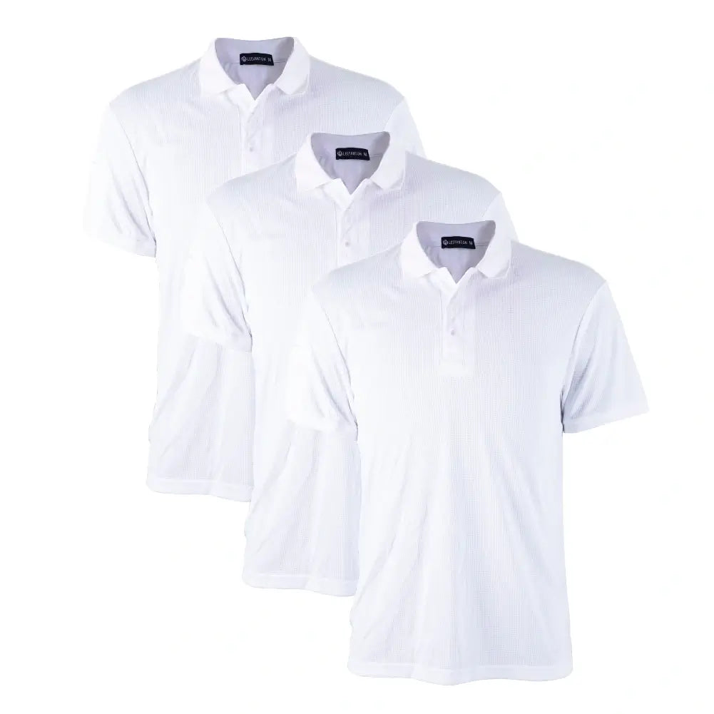 3 Pack Men's Waffit Series Polo Shirts - Breathable Cotton Casual Shirts for Work & Golf - Comfortable Short Sleeve Button Down Shirts for Business, Office & Outdoor Activities