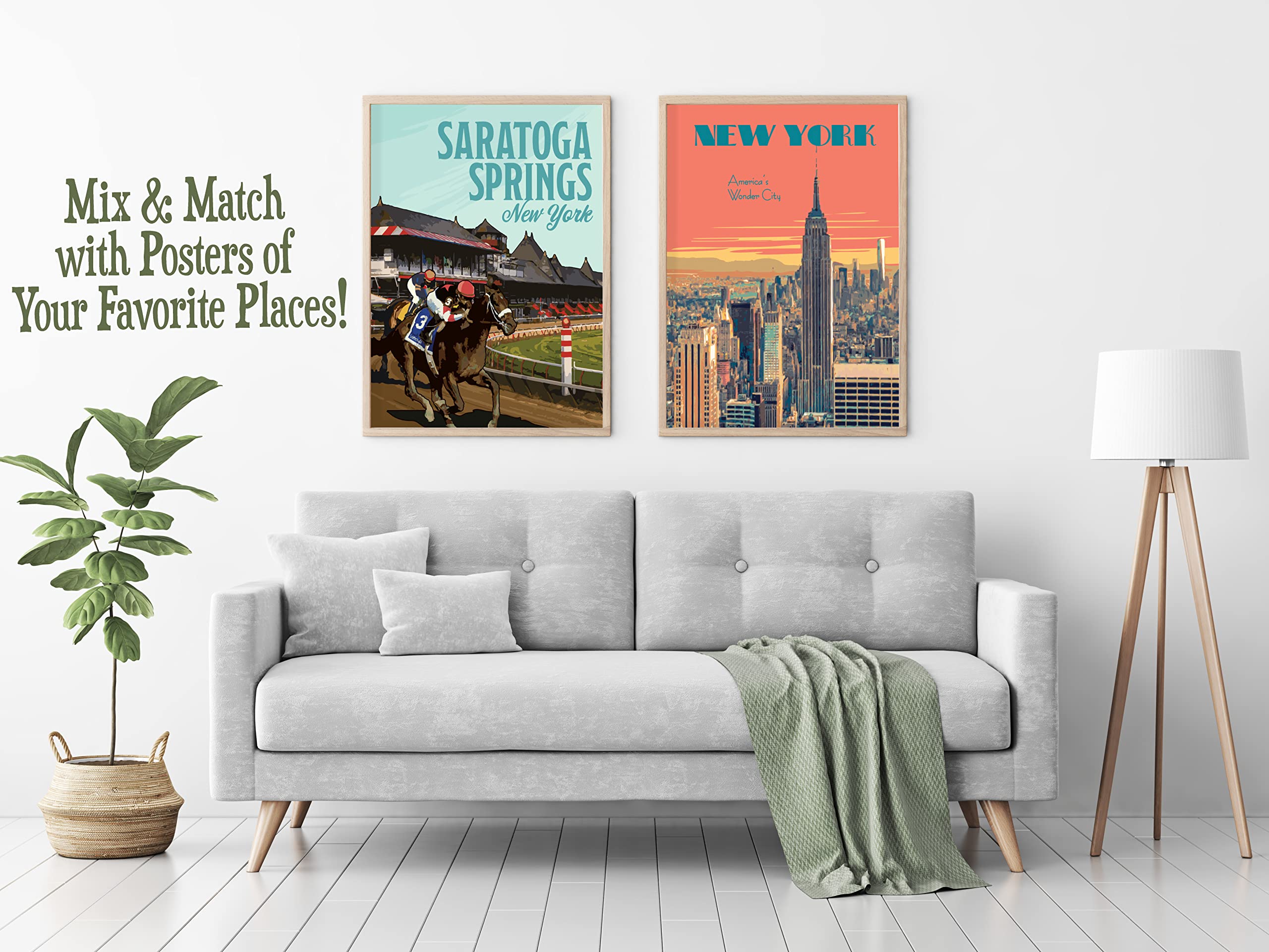 Saratoga Springs New York Horse Racing Art Print - 11x14 Inches Poster or Canvas - Perfect for Home, Office & Racing Fan Decor