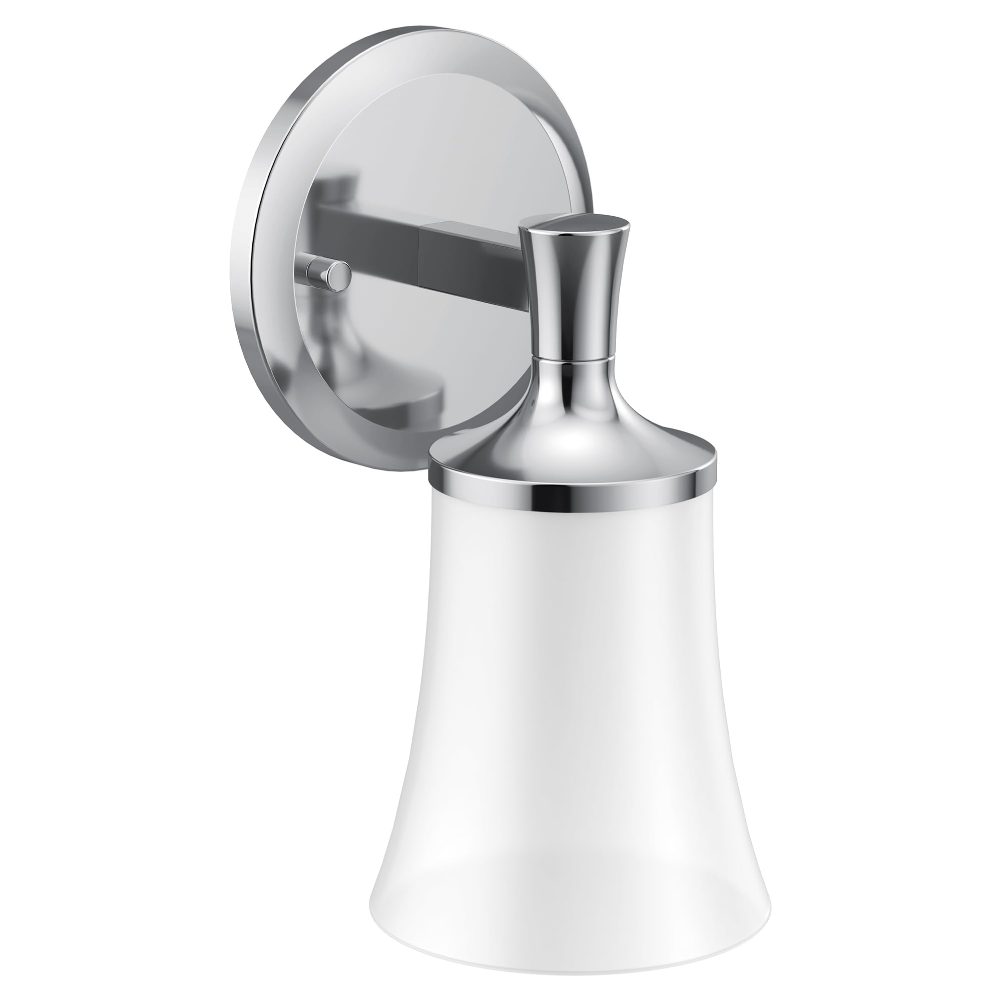 Moen YB0361CH Flara 1-Light Dual-Mount Bathroom Vanity Light Fixture with Frosted Glass in Chrome - Perfect for Modern Bathrooms, Powder Rooms & Spa-Like Retreats