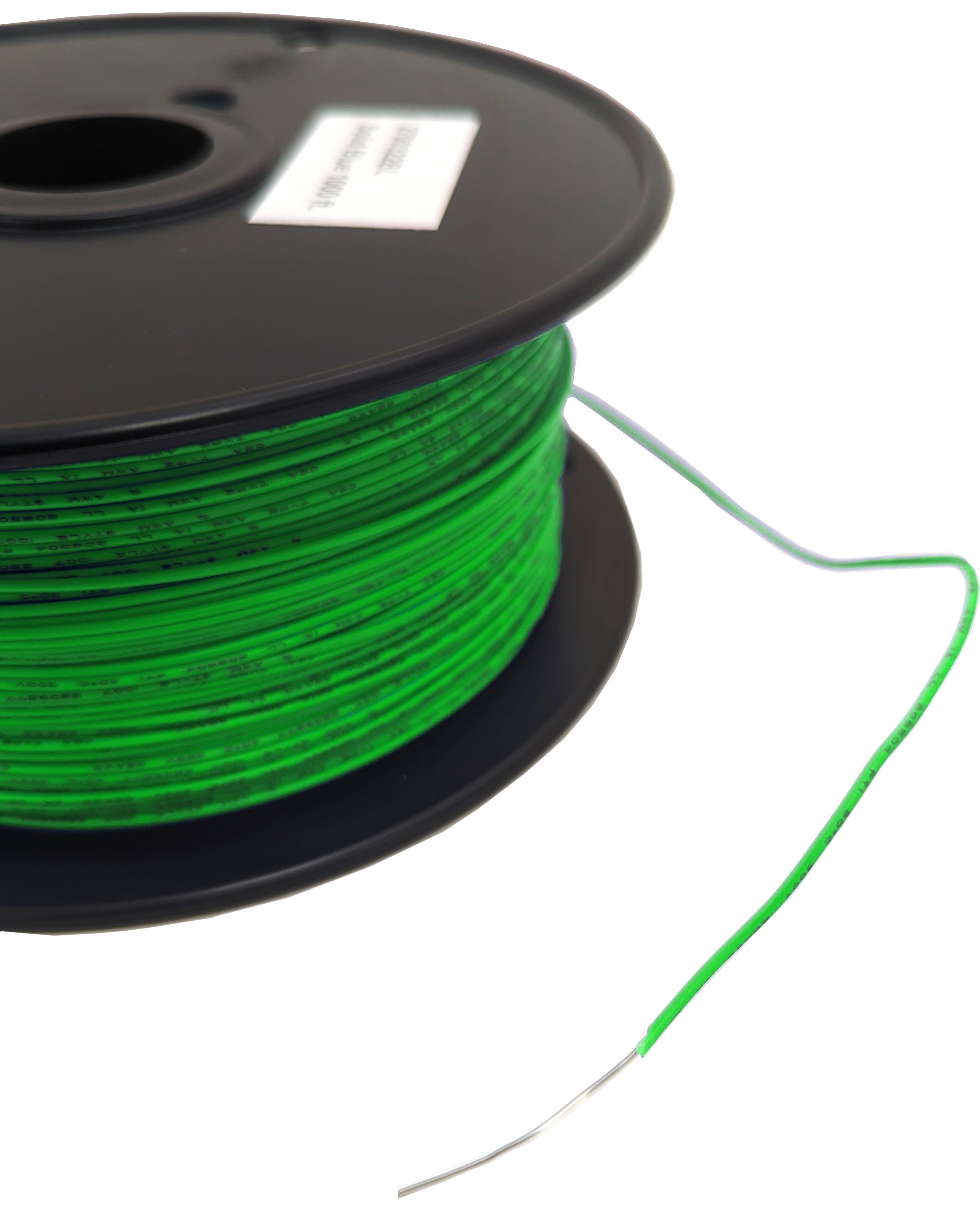 UL 1007/1569 Certified 24 Gauge Solid Hook Up Wire - 1000 Feet Green Tinned Copper Wire, 300V 80°C Rating for Electronics, DIY Projects & Home Appliances