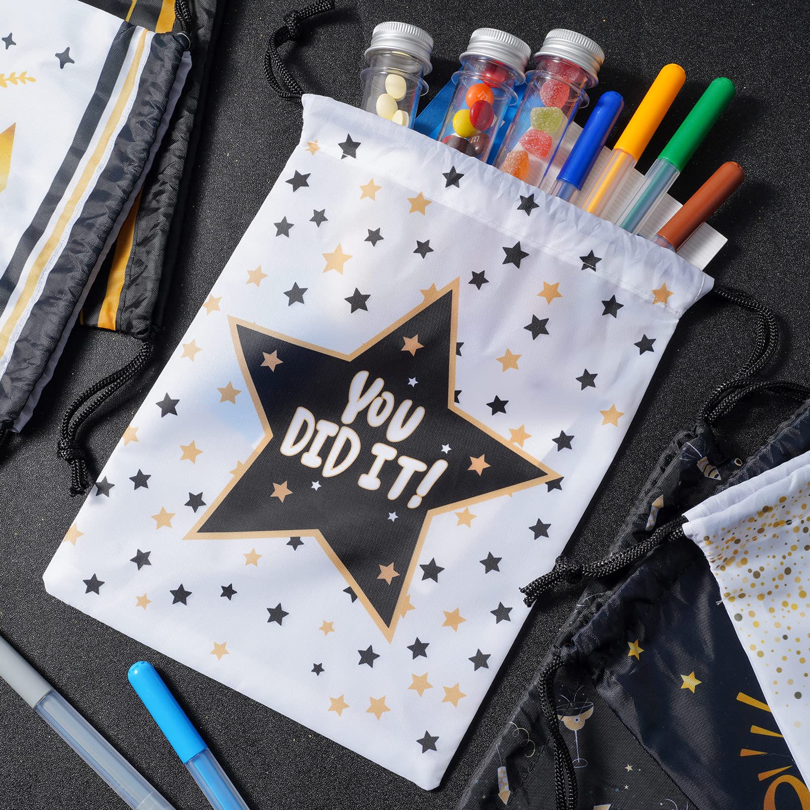 12 Pack Graduation Gift Bags with Drawstrings - Jewelry Pouches for College, High School & Middle School Graduation Supplies - Perfect for Party Favors, Diploma Holders & Graduation Ceremonies