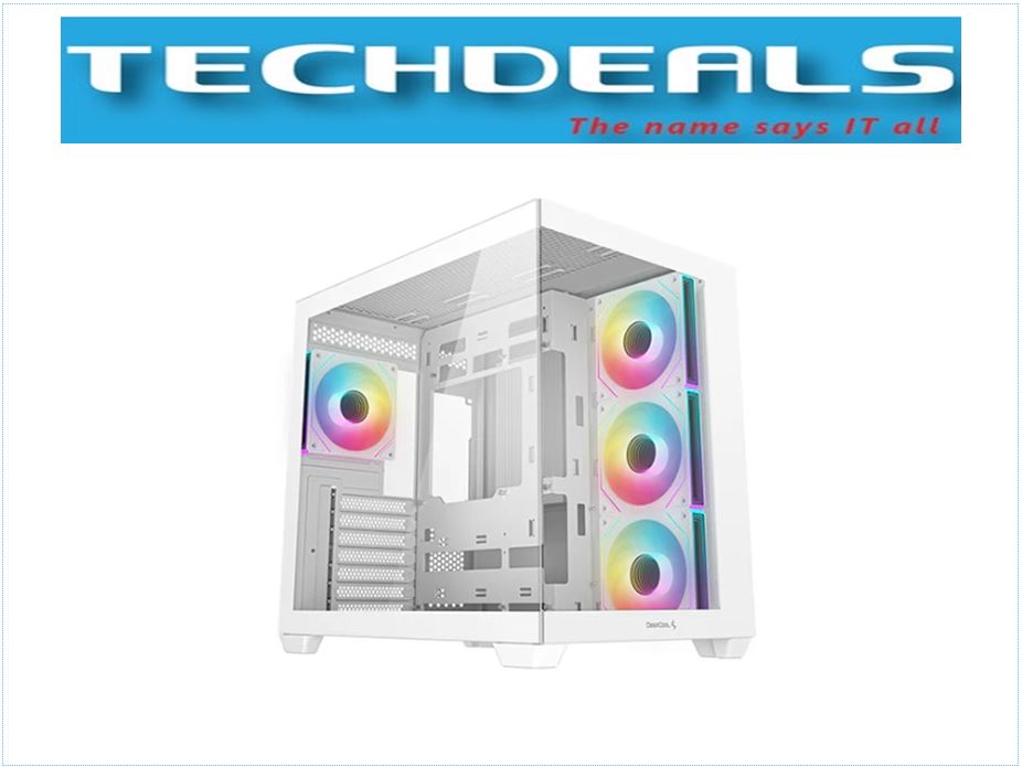 Deepcool CG530 Mid Tower ATX Gaming PC Case - 4x ARGB Fans, Tempered Glass, White - Perfect for Gaming Rigs & Custom PC Builds