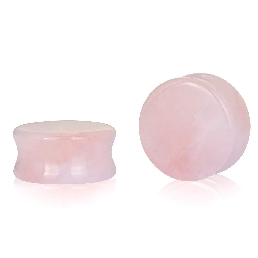 Stuppendux 2PCS Stone Ear Plugs & Tunnels - Saddle Expander Body Piercing Set (2G to 1 Inch) - Organic Style Ear Gauges for Men & Women - Perfect for Stretching, Daily Wear & Alternative Fashion