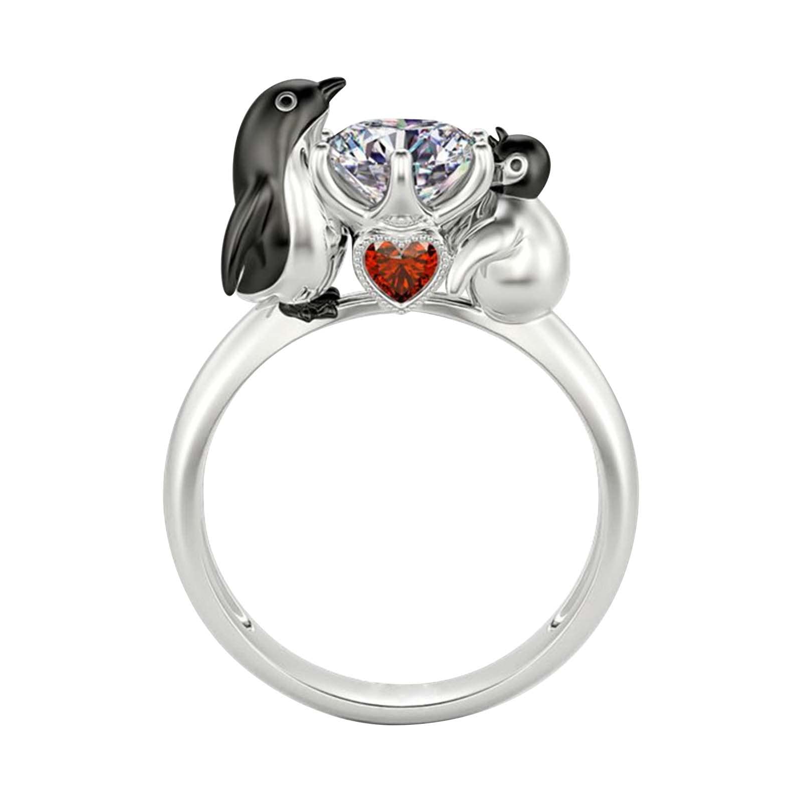 Simulated Diamond Engagement Ring for Women - Adjustable Sterling Silver Wedding Band with Round Cut Zircon Stones | Perfect for Proposals, Anniversaries & Special Occasions