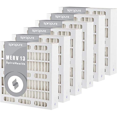 SpiroPure 16x16x4 MERV 13 Pleated Air Filters - 6 Pack - High Efficiency HVAC Filters for Home & Office - Made in USA - Reduces Dust, Pollen & Allergens - Perfect for Allergy Sufferers & Clean Air Enthusiasts
