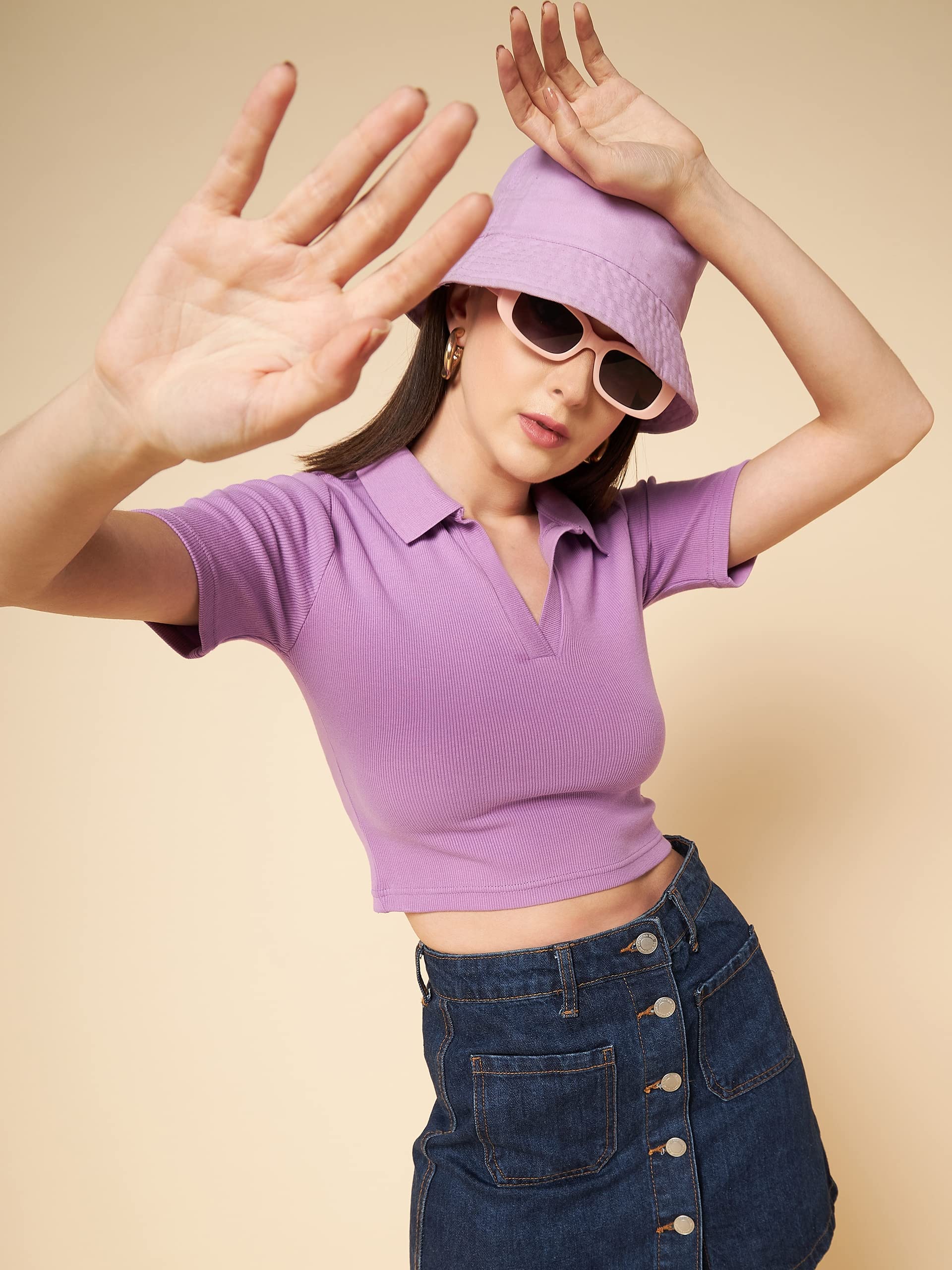 HIGH STAR Women's Solid Color Regular Fit T-Shirts - Comfortable Casual Tees for Everyday Wear, Workouts, and Layering