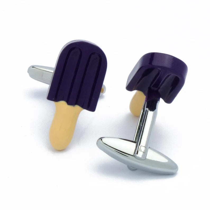 Elegant Purple Popsicle Cufflinks for Men - Unique Novelty Dress Accessories for Weddings, Parties & Formal Events