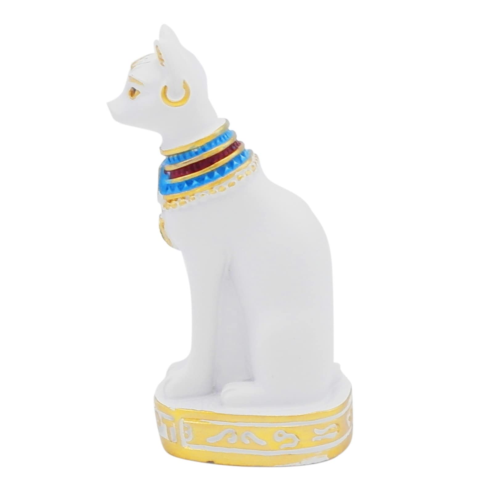 Egyptian Cat Bastet Statue - Ancient Egypt Reptile Terrarium Decor, White Ceramic Sculpture for Aquarium & Reptile Tank - Perfect for Egyptian Theme Decor, Home Office Display, and Reptile Habitat Enrichment