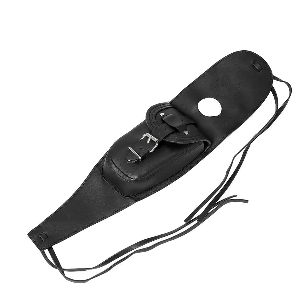 PDGJG Motorcycle Gas Tank Dash Console Center Panel Cover Pouch Bag - PU Leather Accessories (Black) - Perfect for Harley, Honda, Yamaha & Cruiser Bikes - Organize Keys, Phone & Riding Essentials