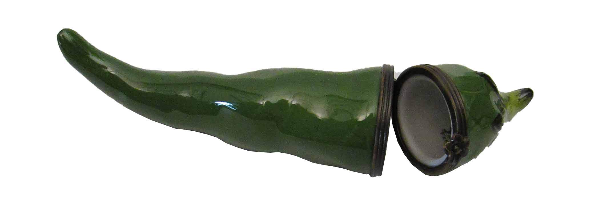 Hand-Painted Limoges Porcelain Box - Green Pepper Design | Perfect for Collectors, Home Decor & Gift Giving