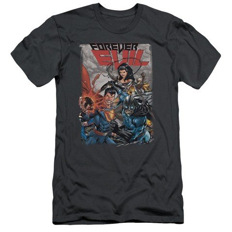 Trevco JLA-Crime Syndicate Short Sleeve Adult T-Shirt 30-1, Charcoal Gray - XL Size | DC Comics Superhero Graphic Tee for Men | Casual Wear, Cosplay & Comic Con Events