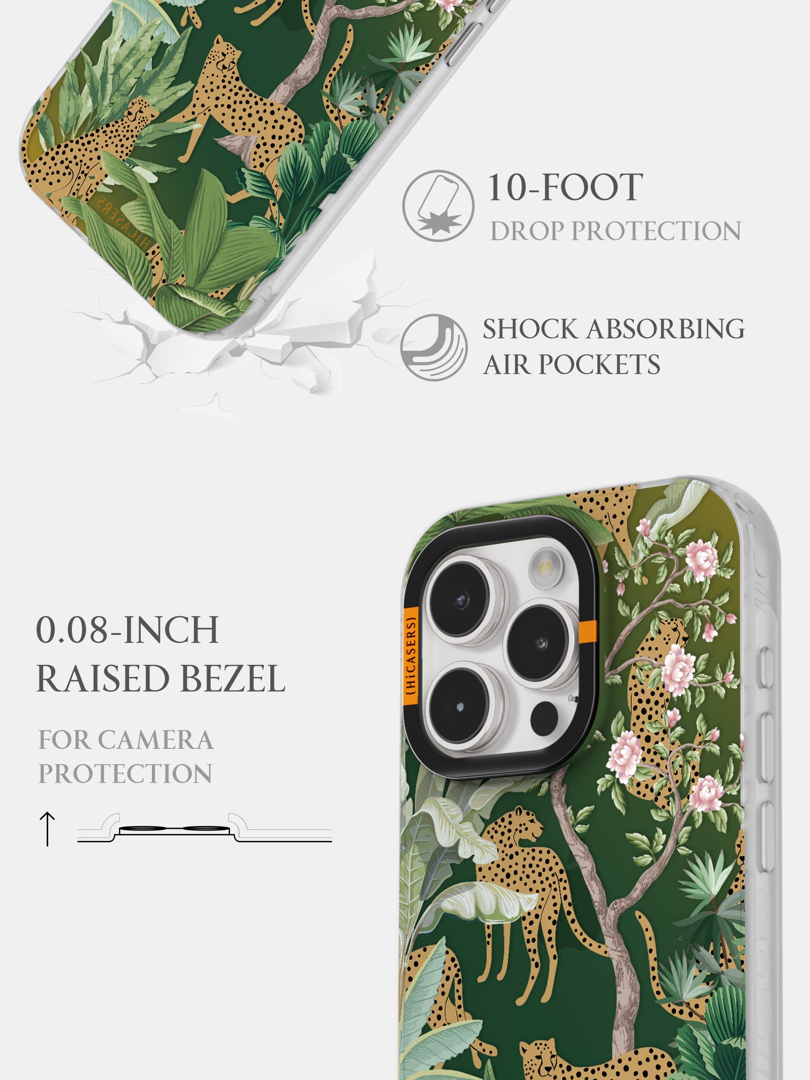 Jungle Cheetah Iridescent Phone Case - Deep Green Protective Cover for iPhone & Samsung | Stylish & Durable for Everyday Use & Outdoor Adventures