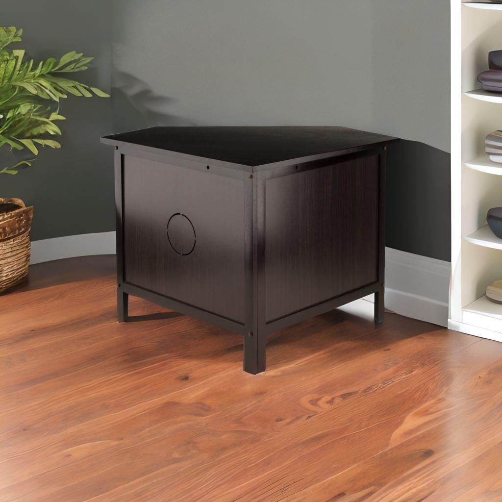 Ergode Wood Zena Corner TV Stand - Space-Saving Entertainment Center with Espresso Finish, Holds Up to 27 Inch TVs - Perfect for Small Living Rooms, Bedrooms & Apartments