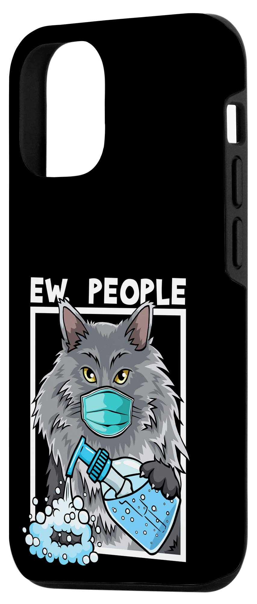 iPhone 12/12 Pro Case with Maine Coon Cat Wearing Face Mask & Hand Sanitizer Design - Funny Protective Phone Cover for Daily Use, Work, and Travel