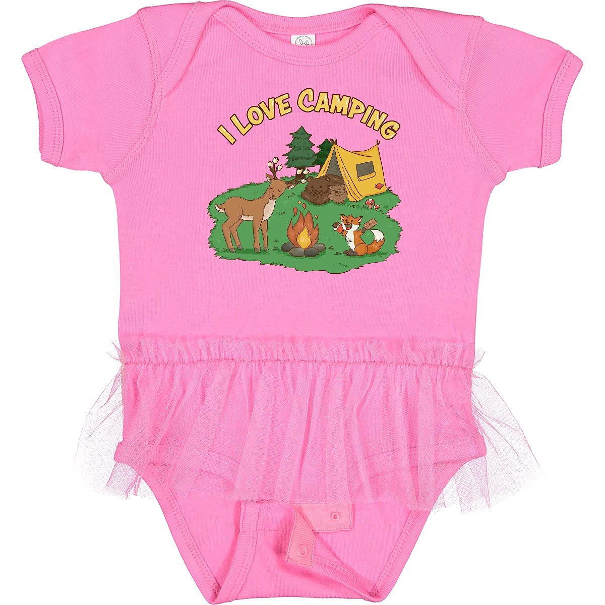 Inktastic I Love Camping Animals Infant Tutu Bodysuit - Adorable Baby Outfit for Outdoor Adventures, Camping Trips & Family Photos