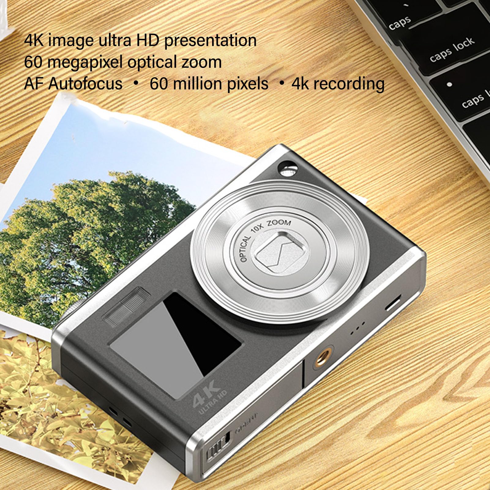 Compact 750mAh Digital Camera with Auto Focus | 10X Optical Zoom Vlogging Camera | Built-in Fill Light for Outdoor Photography (Black) - Perfect for Travel, YouTube Content Creation & Family Events