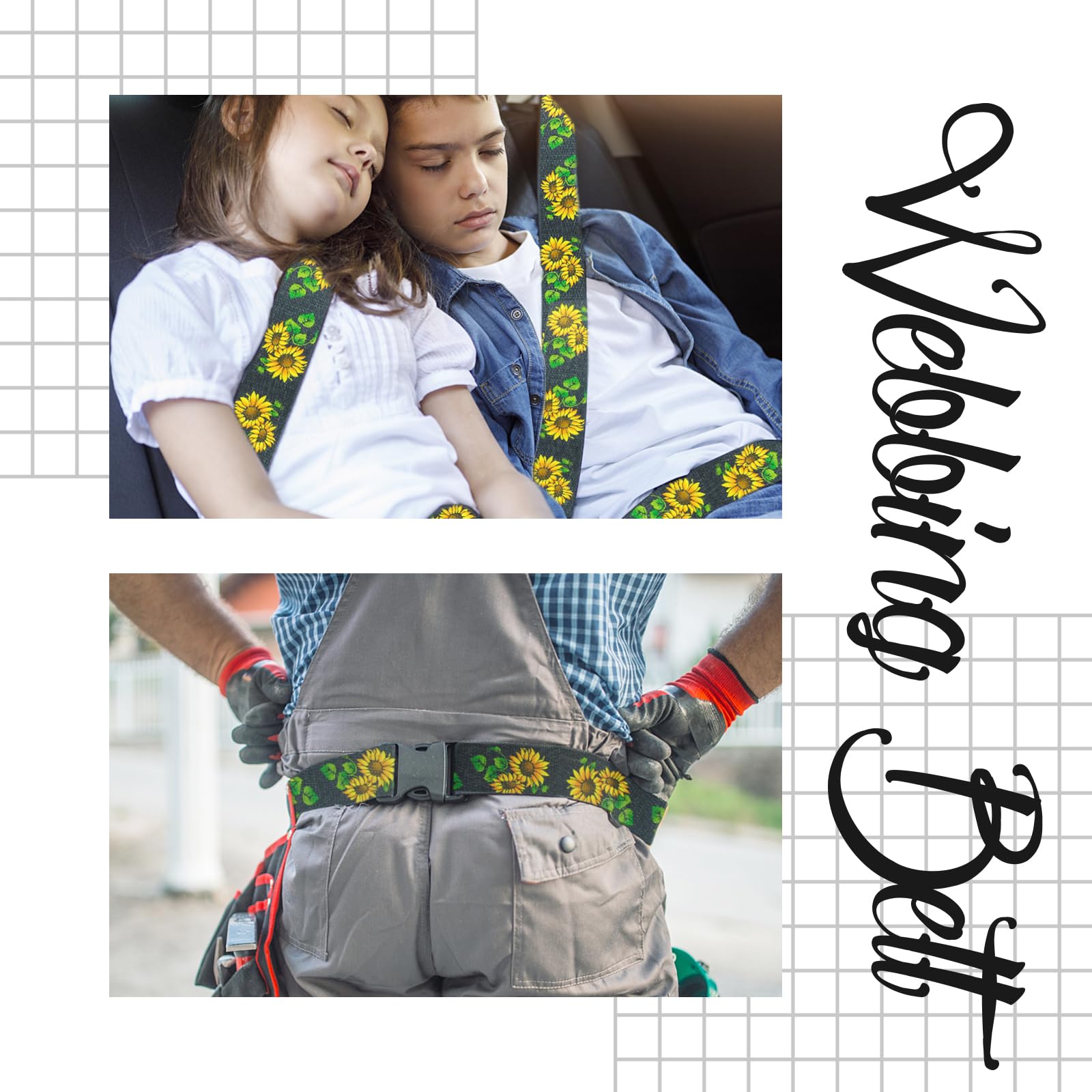 1.5 Inch Patterned Nylon Webbing Belt - Adjustable Straps for Purses, Backpacks, Luggage & Seatbelt Replacement - Durable Multi-Purpose Strap for DIY Crafts, Pet Collars & Outdoor Gear