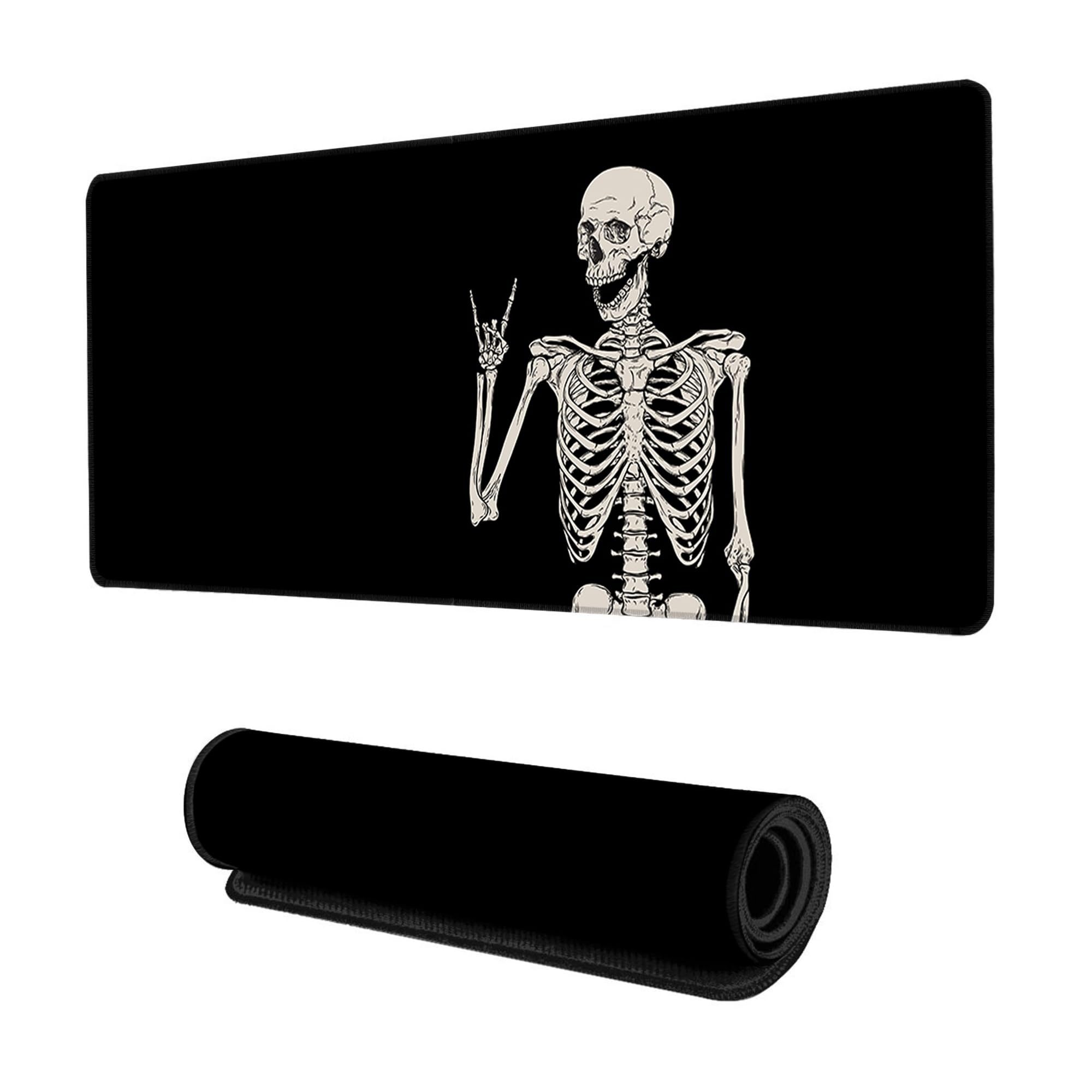 Funny Skull Skeleton Gaming Mouse Pad - XXL Extended Non-Slip Desk Mat for Office & Computer (35''×15.7'') with Stitched Edges | Perfect for Gaming Setup, Workstation & Keyboard Protection