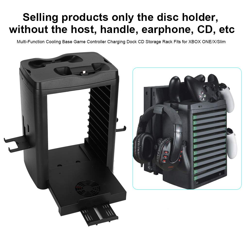 Emoshayoga Multi-Function Cooling Stand for Xbox One & Series X/S - Controller Charging Station, Cooling Base & CD Storage Stand - Perfect for Gaming Sessions & Headset Storage
