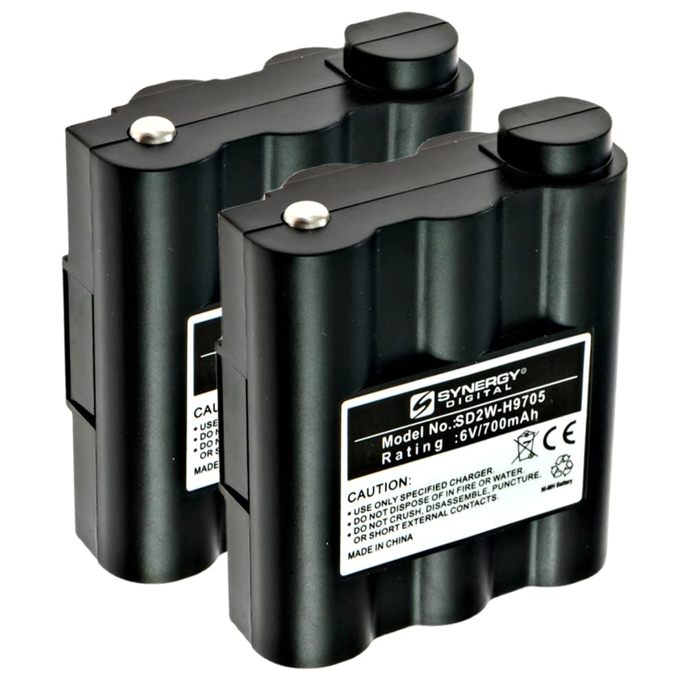 Synergy Digital 2-Way Radio Ni-MH Rechargeable Batteries (6V, 700mAh) - Compatible with Midland LXT305 Walkie Talkie & Replacement for Midland BATT5R Battery - 2-Pack for Outdoor Adventures, Construction Sites & Emergency Communication