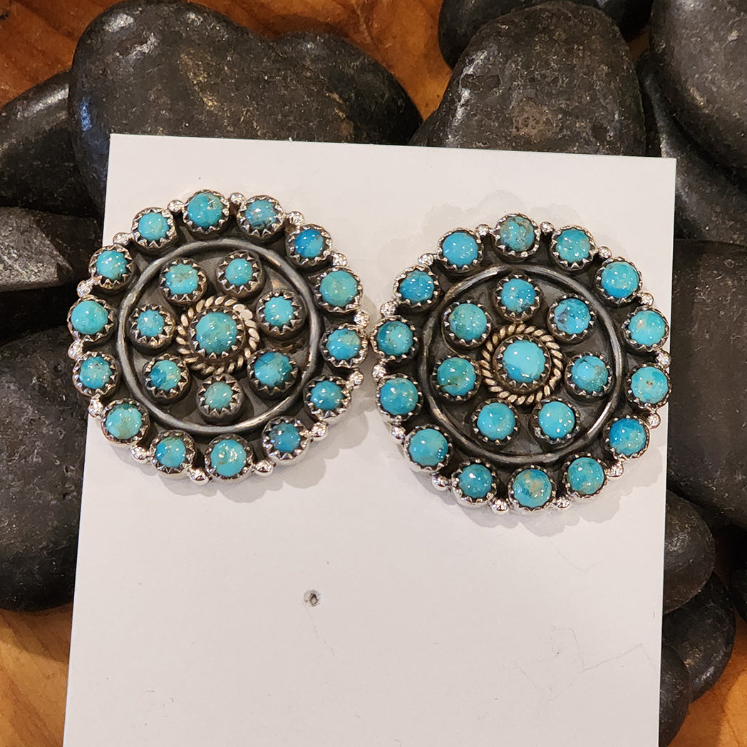 Shoni Kingman Snake Eye Cluster Earrings for Women - Genuine Stone Dangle Earrings for Boho Style, Party & Evening Wear