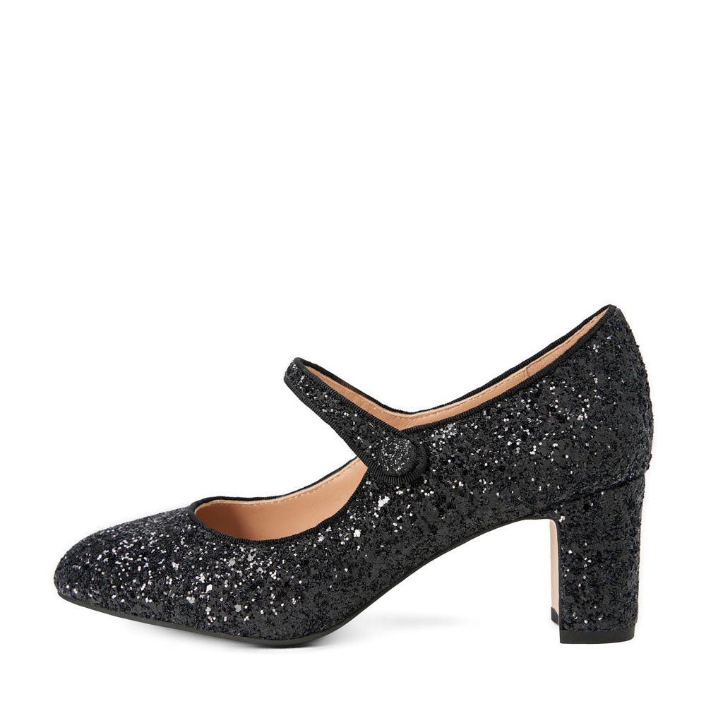 Gemma Glitter Black High Heels - Elegant Women's Party Shoes for Weddings, Prom & Evening Events