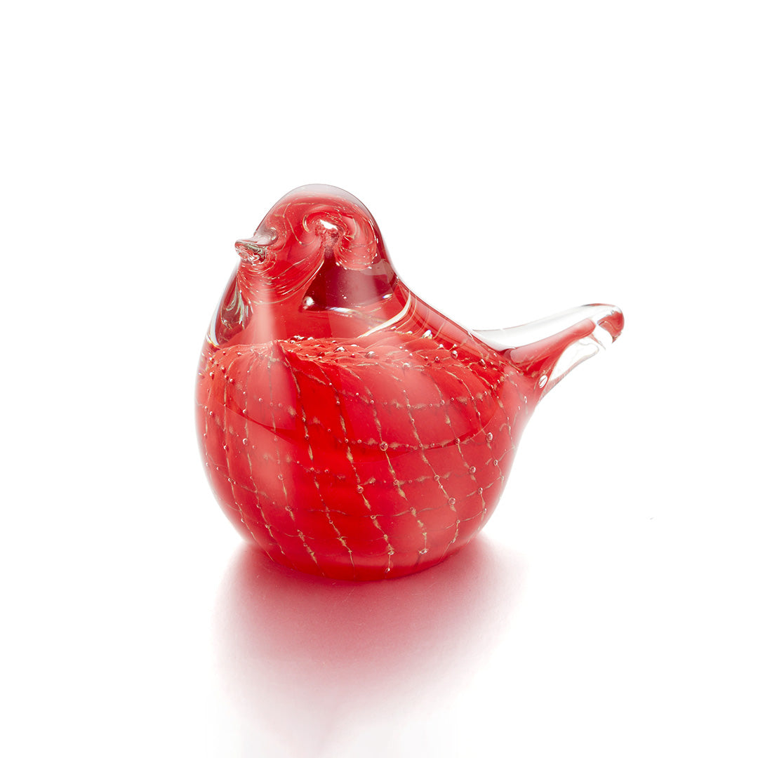 Handmade Red Glass Bird Figurine - Elegant Home Decor & Gift Idea for Bird Lovers | Perfect for Living Room, Office Desk & Wedding Centerpieces