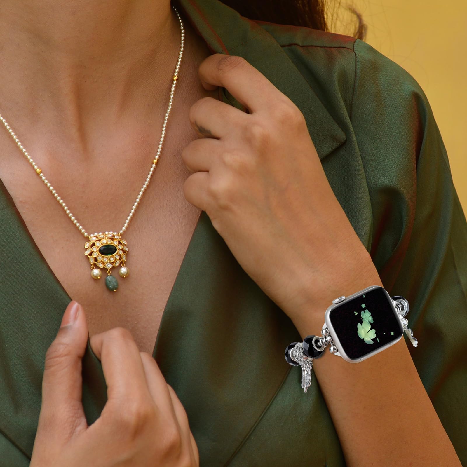 Sparkly Stainless Steel Apple Watch Band 38mm 40mm 41mm - Elegant Jewelry Bracelet Compatible with iWatch Series SE/7/6/5/4/3/2/1 - Fashion Accessory for Women | Perfect for Work, Parties, Date Nights, Gym & Everyday Wear | Ideal for Office, Wedding, Travel & Casual Outfits