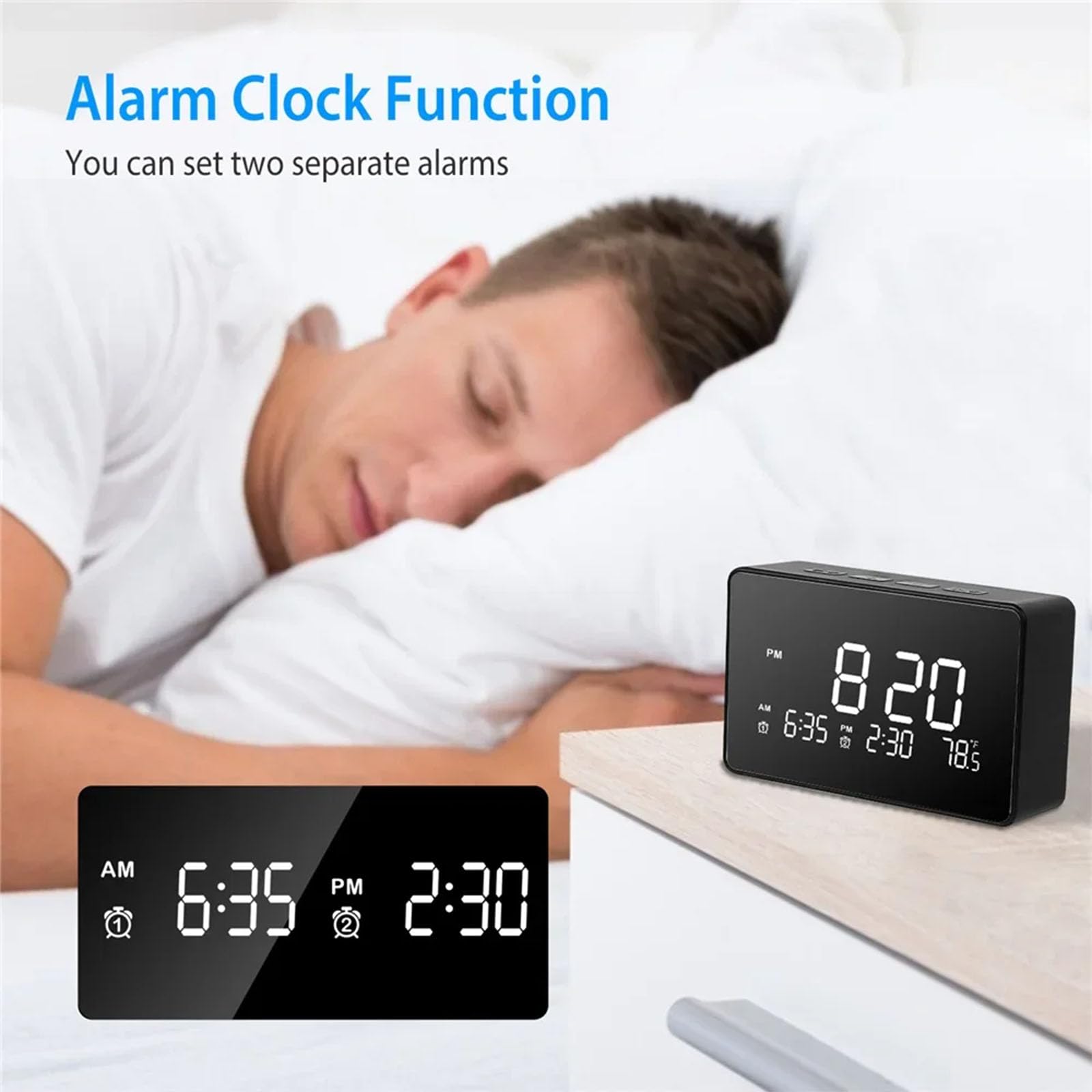 FKINGLRK Wireless IP Security Camera with Dual Alarm Clock - 1080P HD, Night Vision, WiFi Remote Monitoring for Home & Office Surveillance | Perfect for Baby Monitor, Pet Camera, and Indoor Security