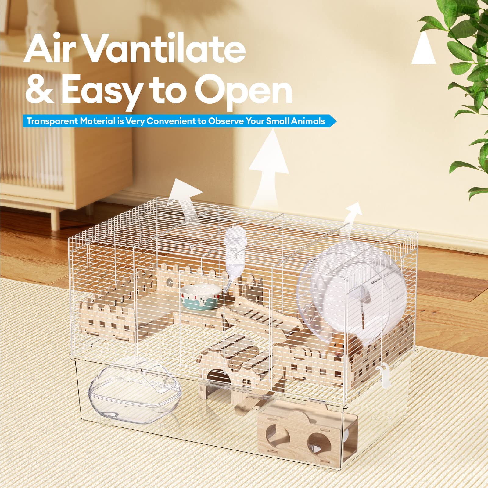 BUCATSTATE Large Hamster Cage with Accessories - 24.4