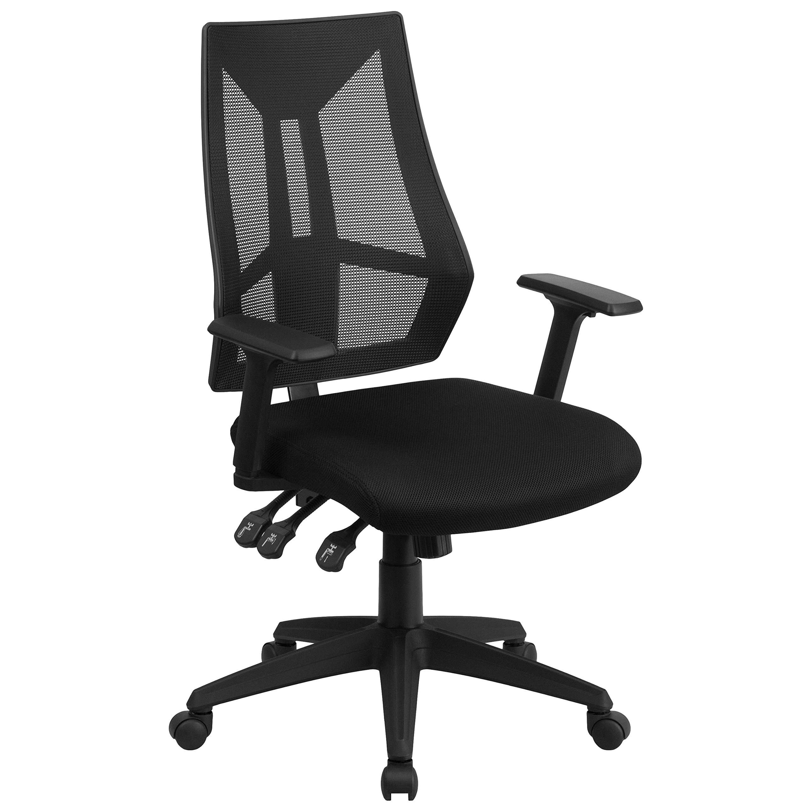 High Back Black Mesh Ergonomic Office Chair with Adjustable Arms - Comfortable Task Chair for Home & Office Workspace