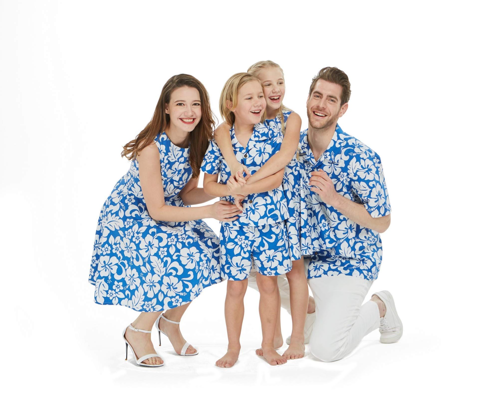 Vintage Matching Hawaiian Luau Cruise Outfit - Couple's Aloha Shirt & Dress Set in Classic White | Perfect for Tropical Vacations, Beach Parties & Cruise Ship Theme Nights