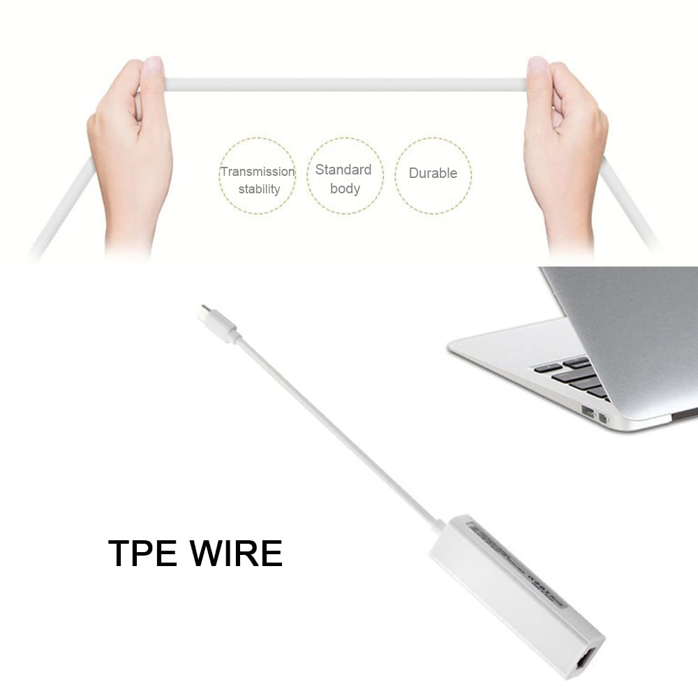 JSER USB-C 3-Port Hub with Ethernet Adapter for Laptop & Desktop