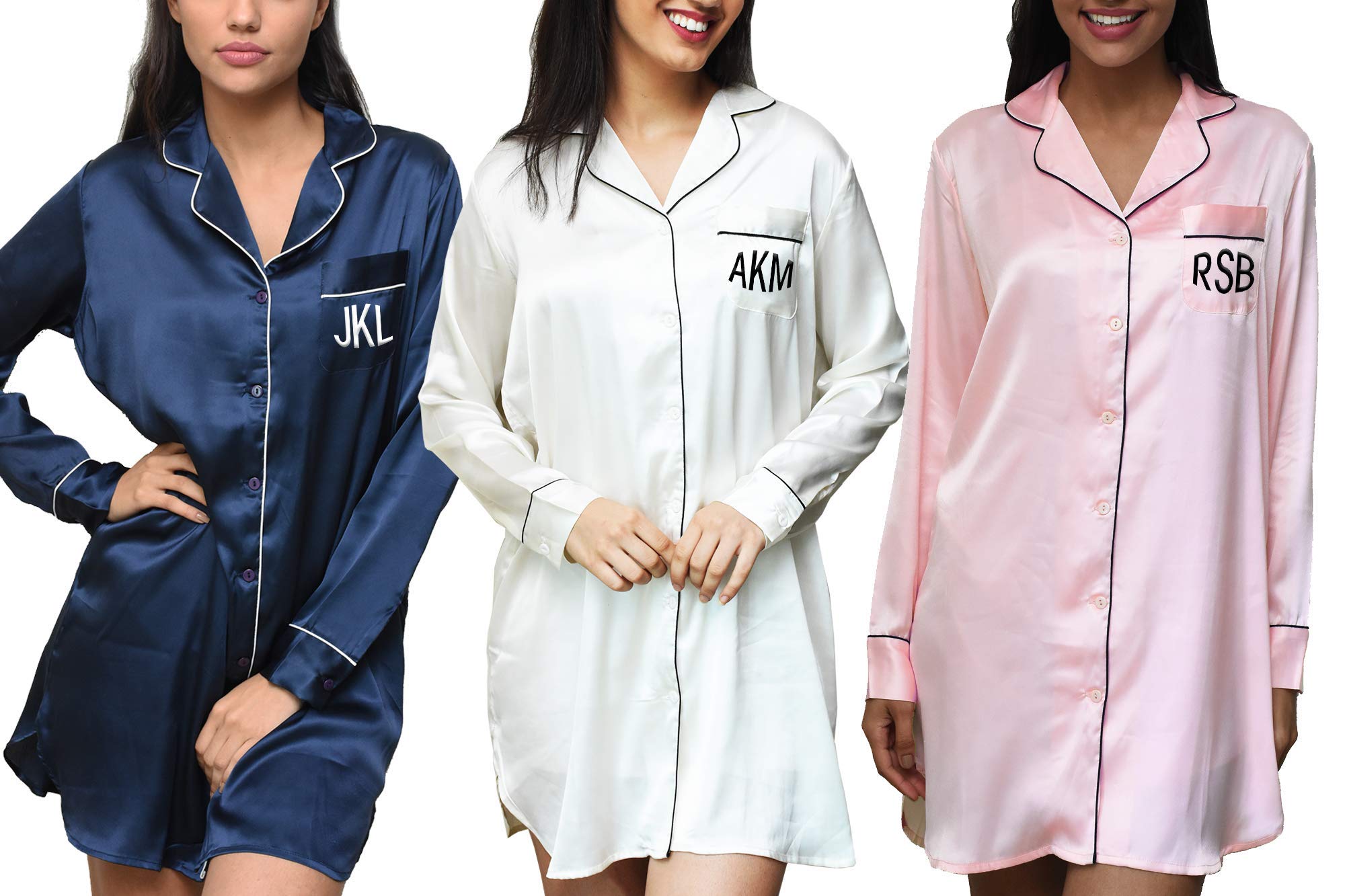 Customized Satin Sleep Shirts for Women - Bridesmaid & Bridal Party Gifts (XS-3XL) - Perfect for Bachelorette Parties, Wedding Showers & Cozy Nights