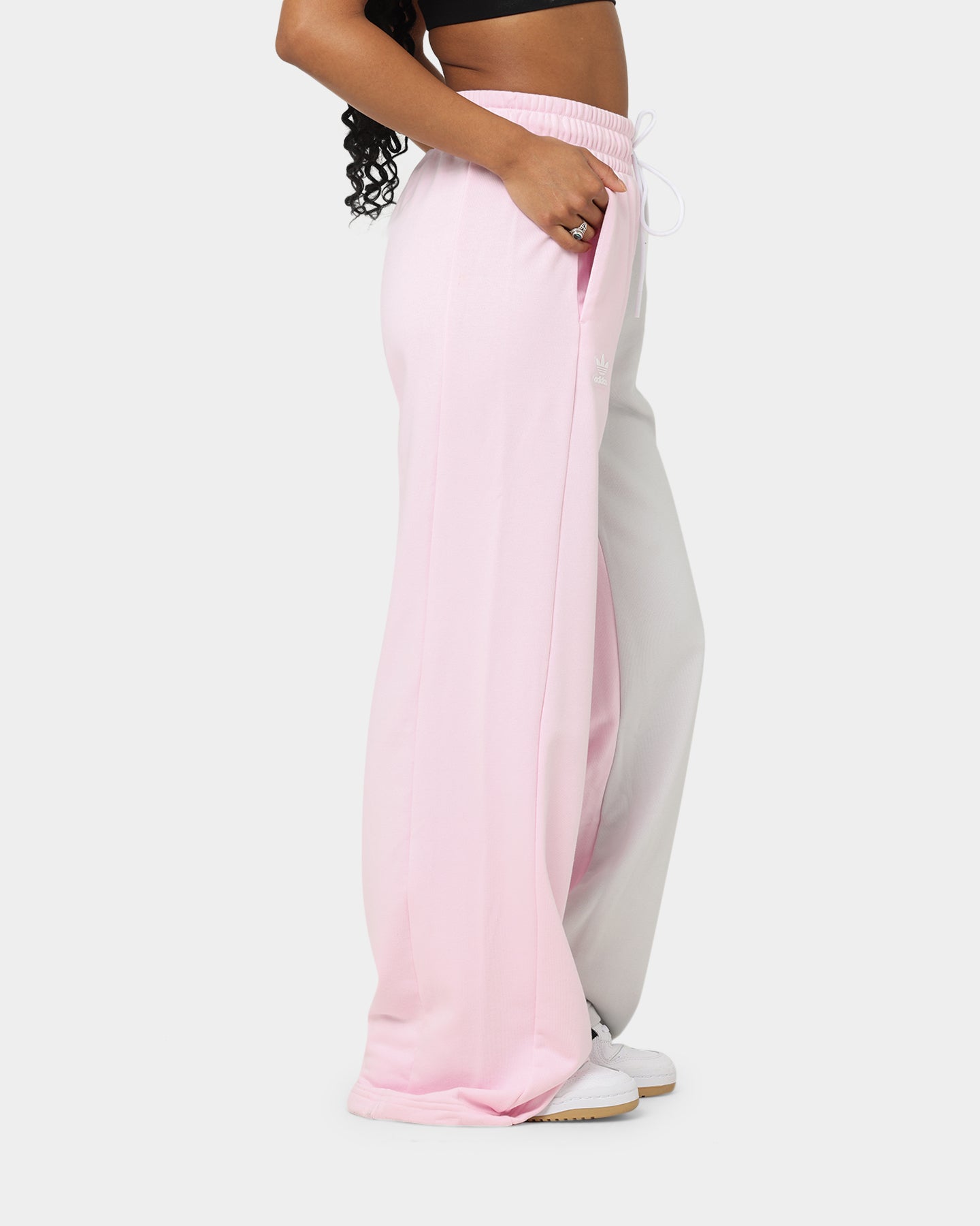 Adidas Women's Wide Leg Sweatpants - Soft Fleece Joggers with Elastic Waistband, Clear Pink - Perfect for Yoga, Lounge & Casual Wear