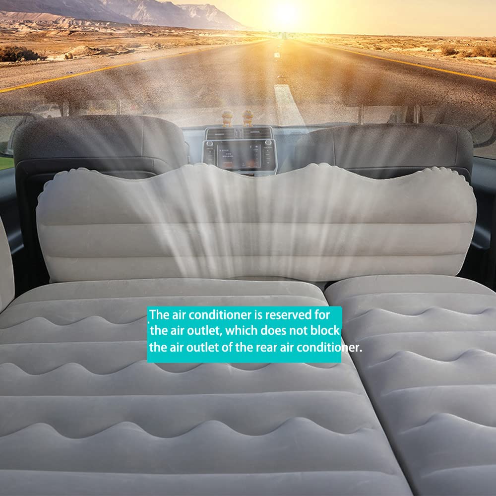 Inflatable Car Air Mattress with Electric Pump - Portable Travel & Camping Bed for SUV, MPV, Home & Outdoor Use - Includes 2 Pillows (Grey) | Perfect for Road Trips, Camping & Guest Sleeping