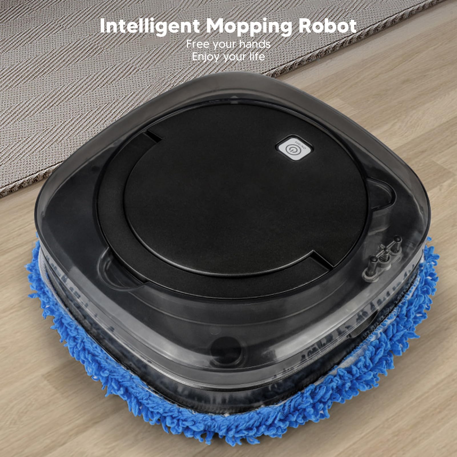 HURRISE Automatic Floor Mopping Robot with Water Vacuum - Smart Robotic Vacuum Cleaner for Pet Hair, Hardwood Floors & Carpets (Black) | Ideal for Home Cleaning & Pet Owners