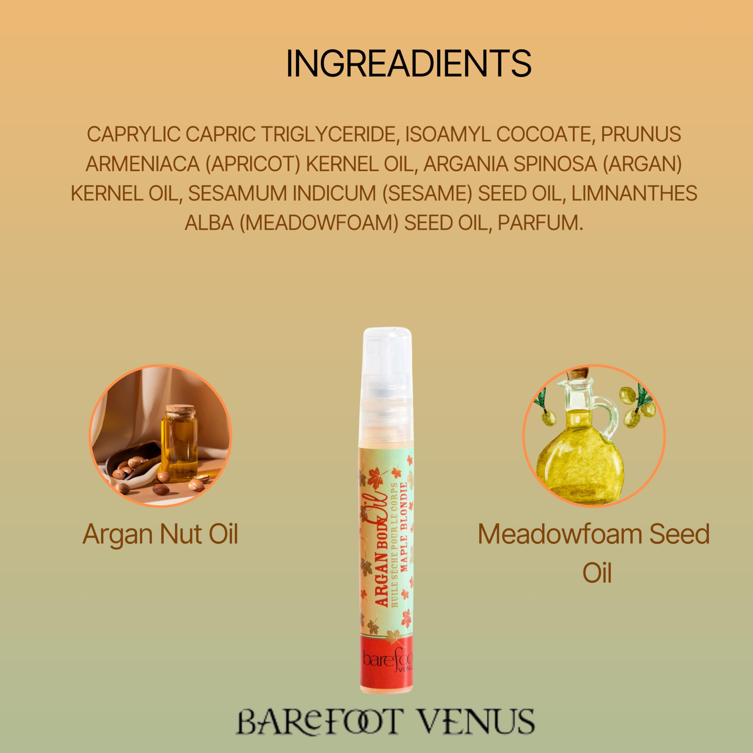 Travel Size Mini Argan Body Oil - 8ml (Maple Blondie) | Natural Moisturizer for Dry Skin | Perfect for On-the-Go Hydration & Travel Essentials