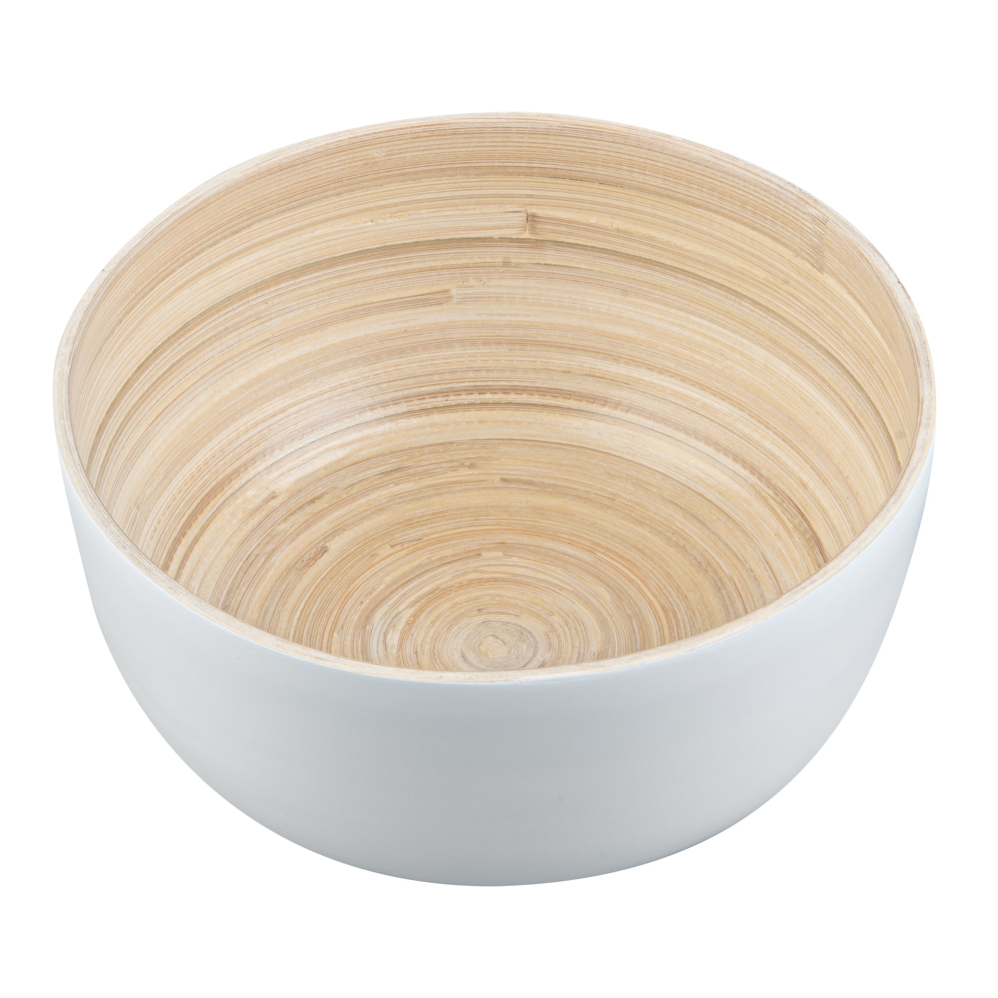 Bambuddha 15 oz Round White Spun Bamboo Salad Bowl - 7.75