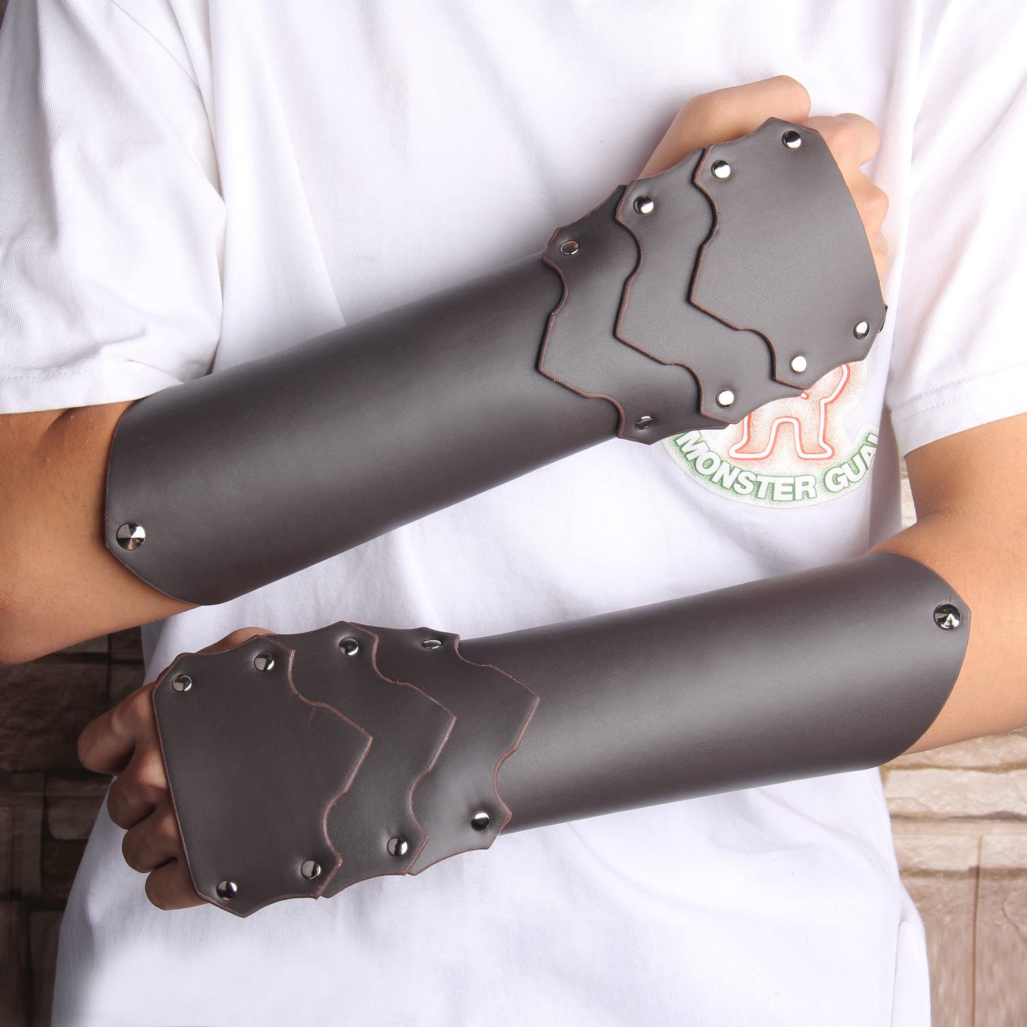 JAOYU Men's Leather Bracers - Medieval Arm Armor Cuffs & Viking Wristbands for Cosplay, LARP, Renaissance Fairs | Unisex Design for Men & Women | Perfect for Costume Parties, Historical Reenactments & Fantasy Events