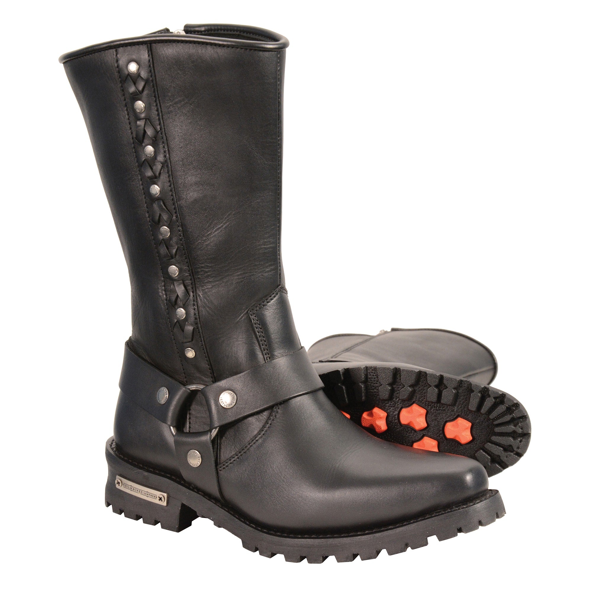 Stylish Men's Harness Boots with Braided Leather Detail - Rugged & Fashionable Ankle Boots for Motorcycle Riding, Outdoor Adventures & Casual Wear
