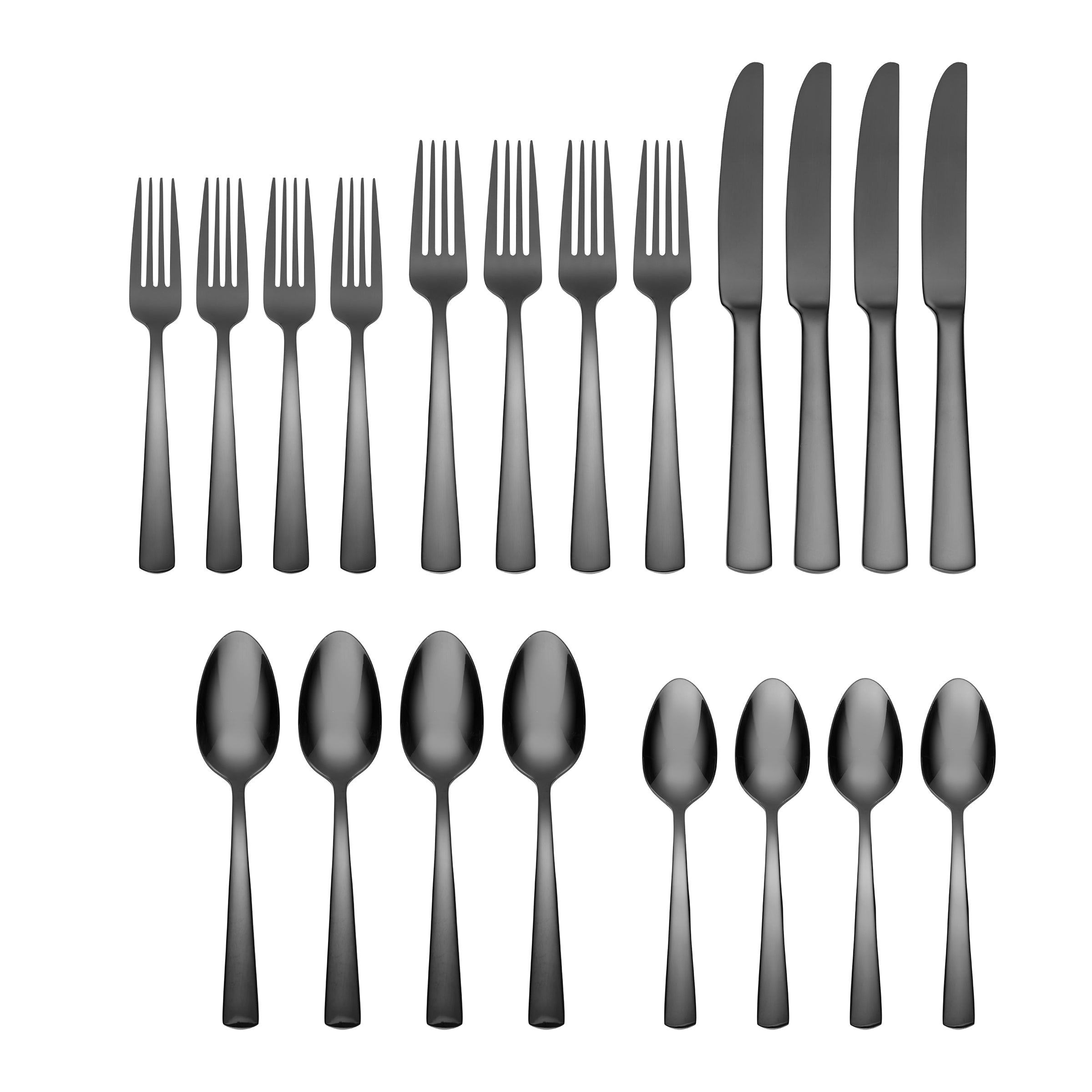 Premium Aptitude Midnight Glossy 20-Piece Flatware Set - Stainless Steel Silverware for Fine Dining, Dinner Parties & Everyday Use