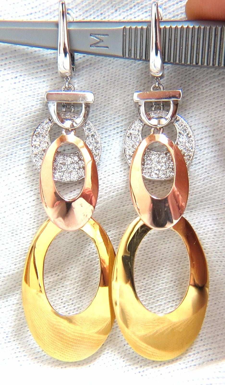 0.80CT Natural Diamonds Dangle Earrings - Tricolor 3D 4-Tier High Shine Drop Earrings for Women, Perfect for Weddings, Parties & Special Occasions
