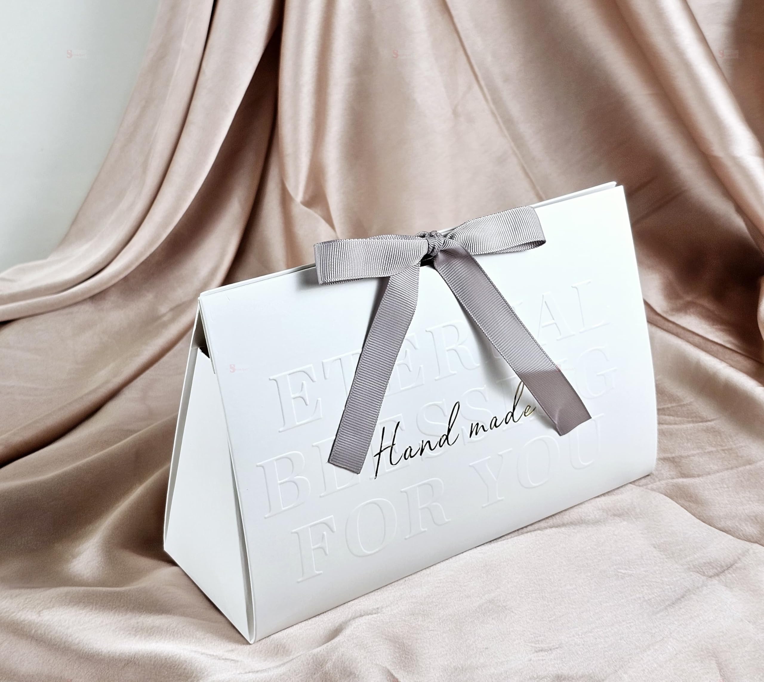 4-Piece White Folding Paper Gift Box Set with Ribbon - Elegant Wedding Favor Boxes, Birthday Party Decor, Valentine's Day & Festival Gift Packaging - Perfect for Chocolates, Jewelry & Small Gifts (White)