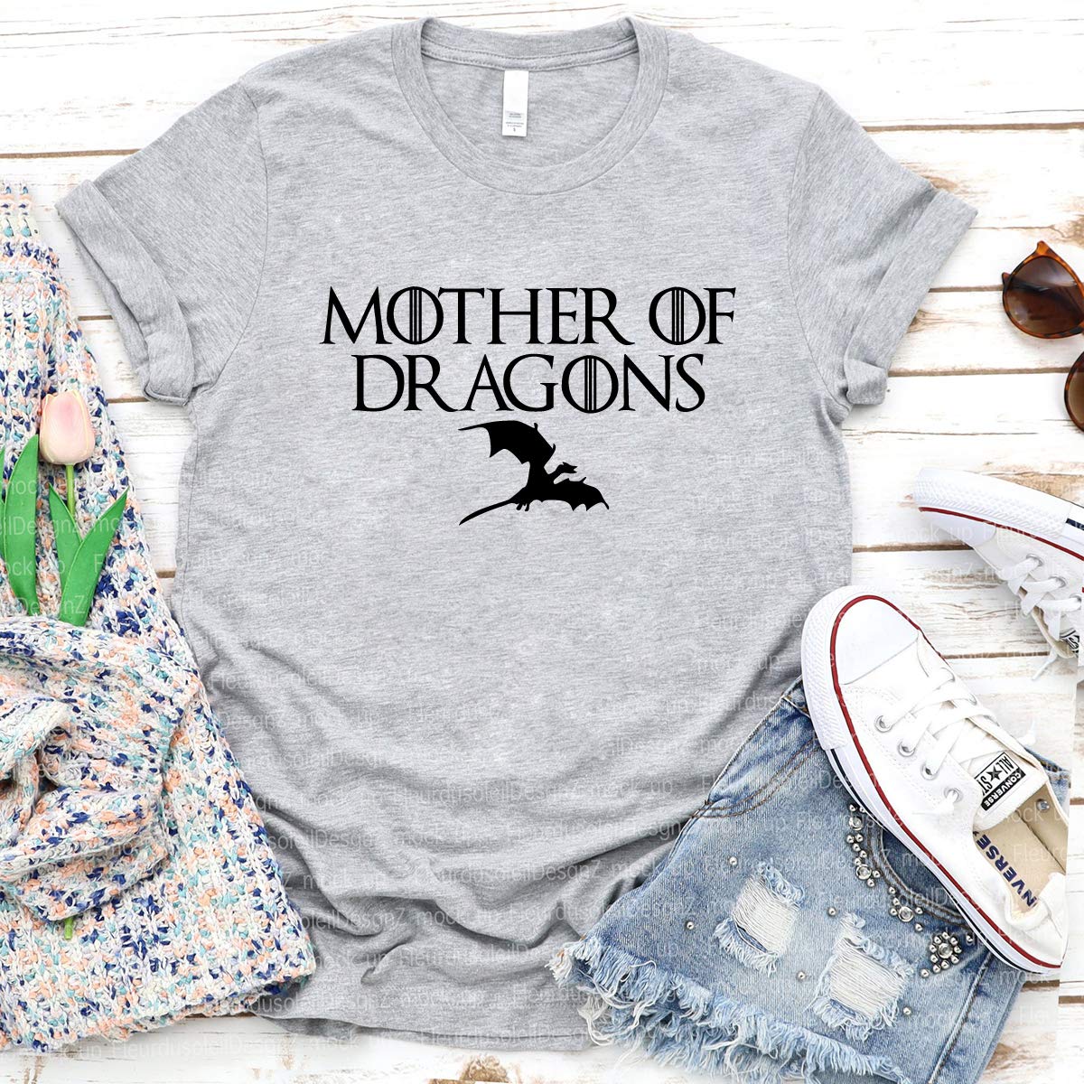 ANRevelinCN Unisex Cotton Round Neck Short Sleeve T-Shirt - Mother of Dragons Game of Thrones Inspired Tee for Men & Women - Perfect for Cosplay, Conventions & GOT Fans