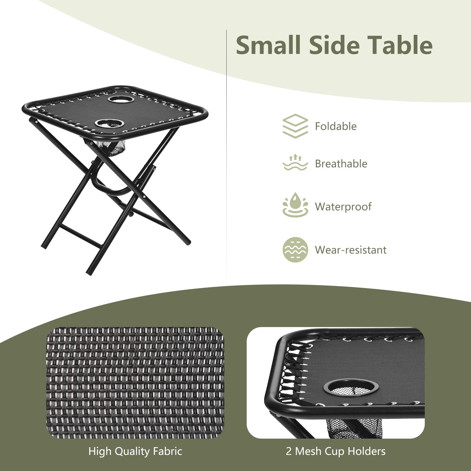 **HAPPYGRILL Zero Gravity Lounge Chairs Set with Coffee Table - 3-Piece Adjustable Folding Reclining Chairs with Side Table & Pillow for Outdoor, Patio, Garden, Camping & Travel - Perfect for Relaxing, Sunbathing & Backyard Lounging**