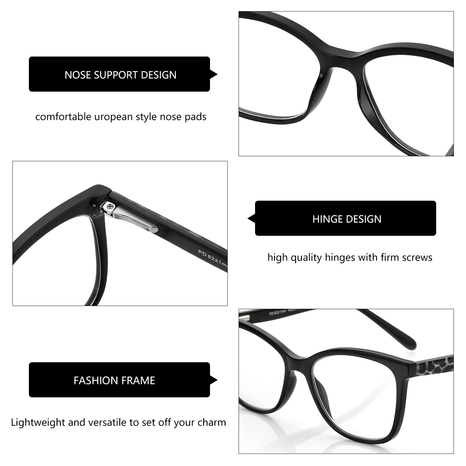 ZENOTTIC Blue Light Blocking Reading Glasses for Women - Cateye Computer Readers Anti Eyestrain, Lightweight Eyeglasses for Office Work, Screen Time & Reading